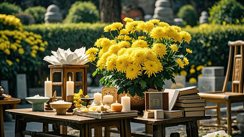 菊花扫墓清明节节气风光图片