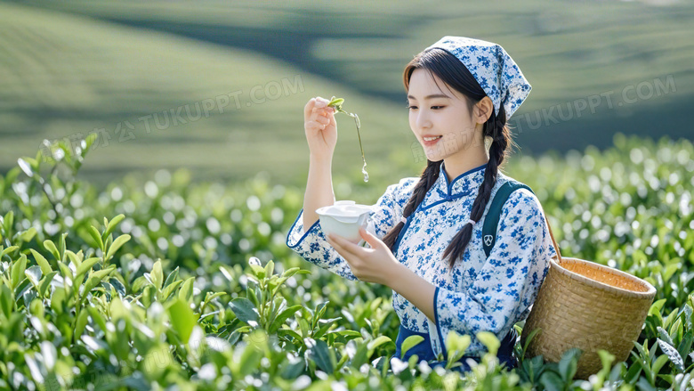 采茶女清明节节气风光图片