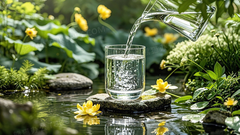 一杯纯净水水资源中国水日图片