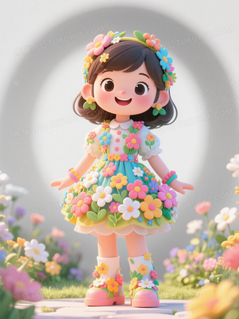 Q版卡通IP女孩以3D模型呈现