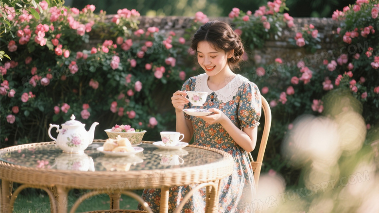 英伦风花园下午茶摆拍