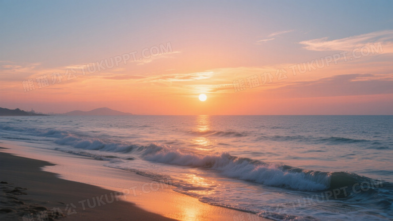 海边日出的高清摄影图