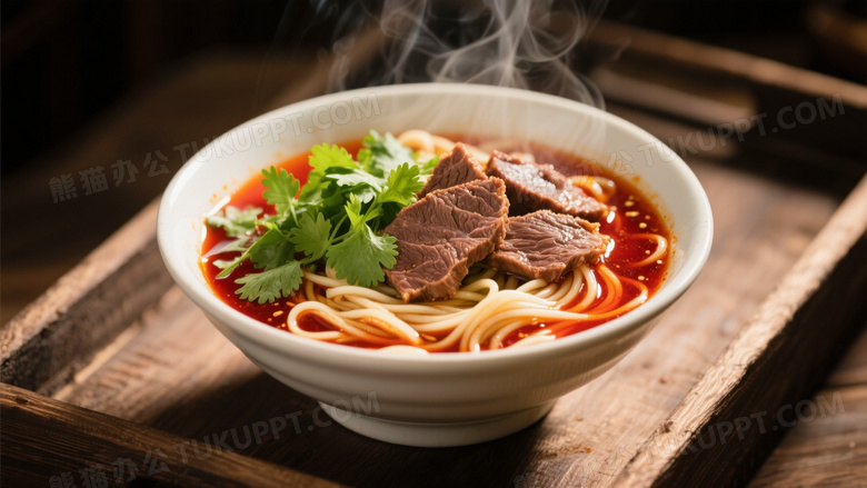 美食的高清摄影图一碗牛肉面热气腾腾