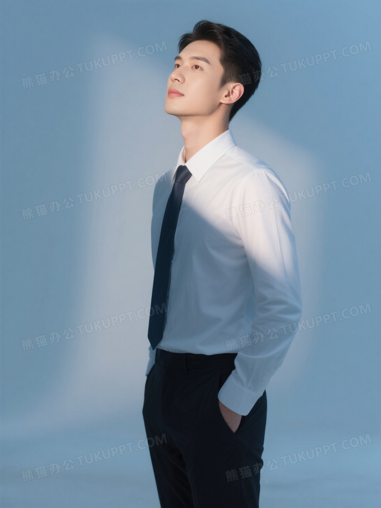 纯色背景的商务白领轻写真摄影