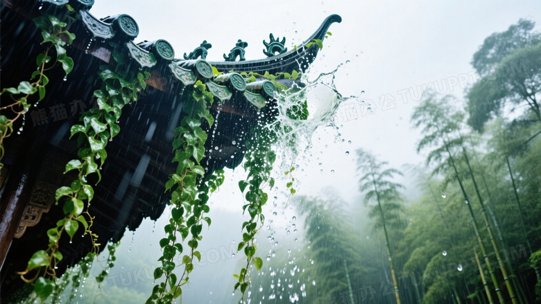 低角度仰拍琉璃瓦屋檐