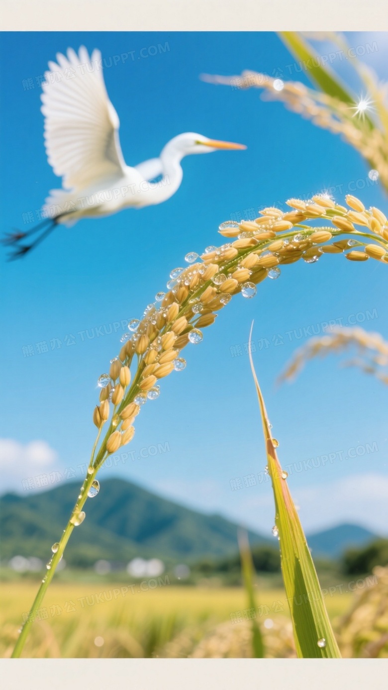 微距摄影聚焦单株稻穗