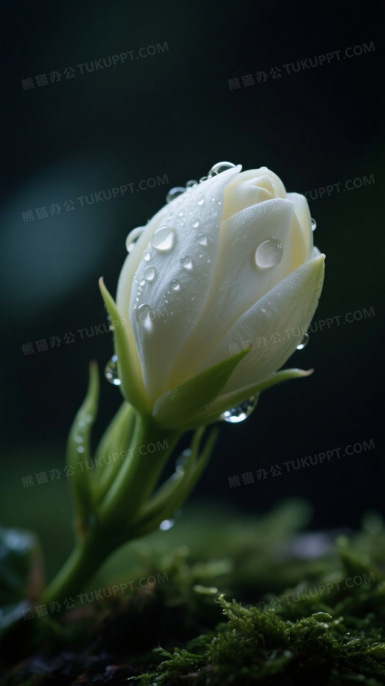 暗调摄影茉莉花苞半开