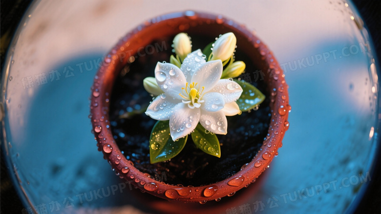 俯视角度拍摄茉莉花冠