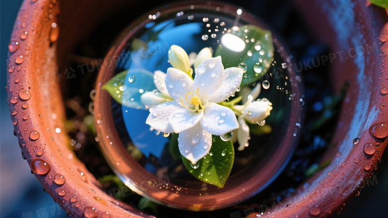 俯视角度拍摄茉莉花冠