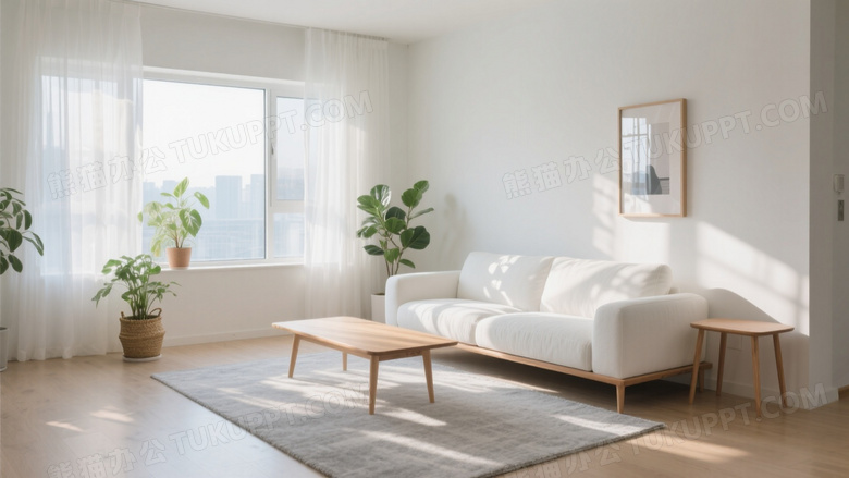 北欧极简客厅晨光摄影