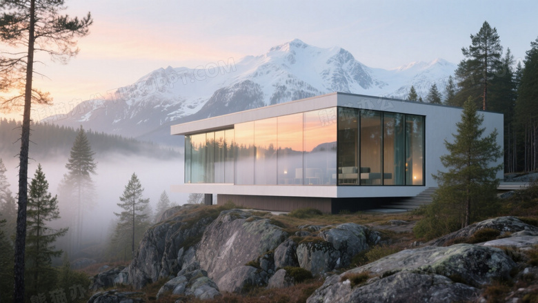 晨曦中的北欧极简别墅