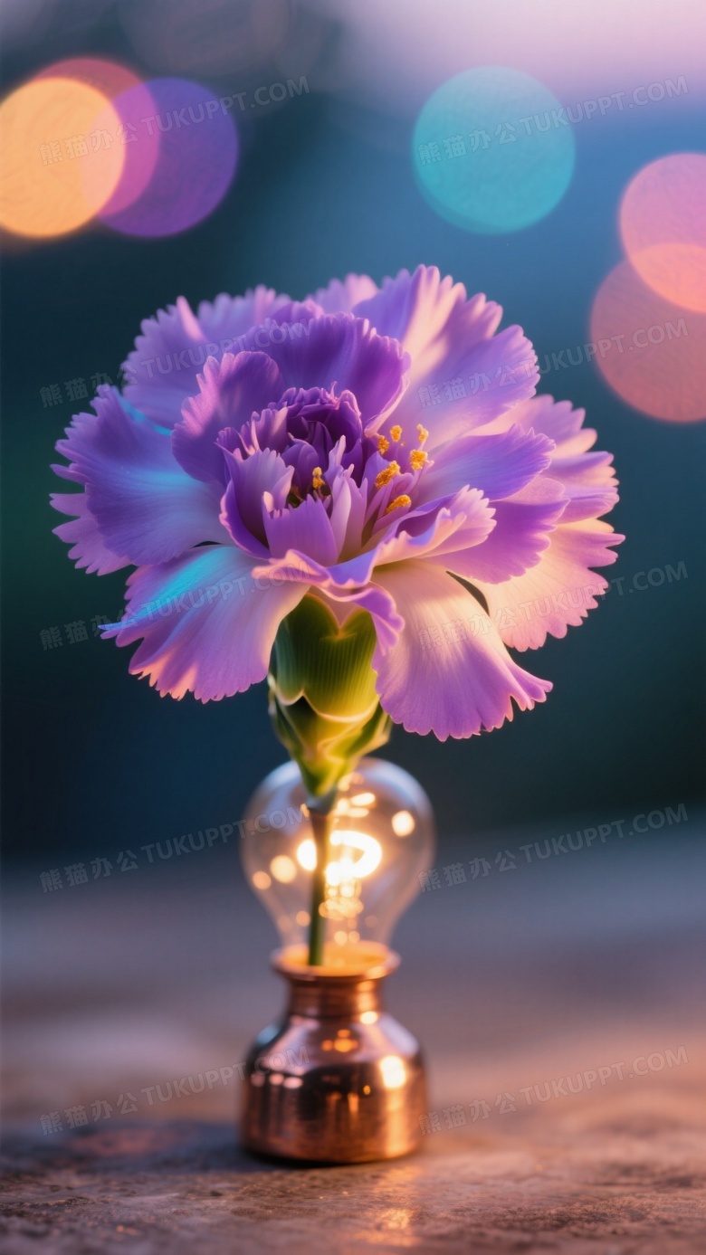 黄昏光线下的渐变紫康乃馨