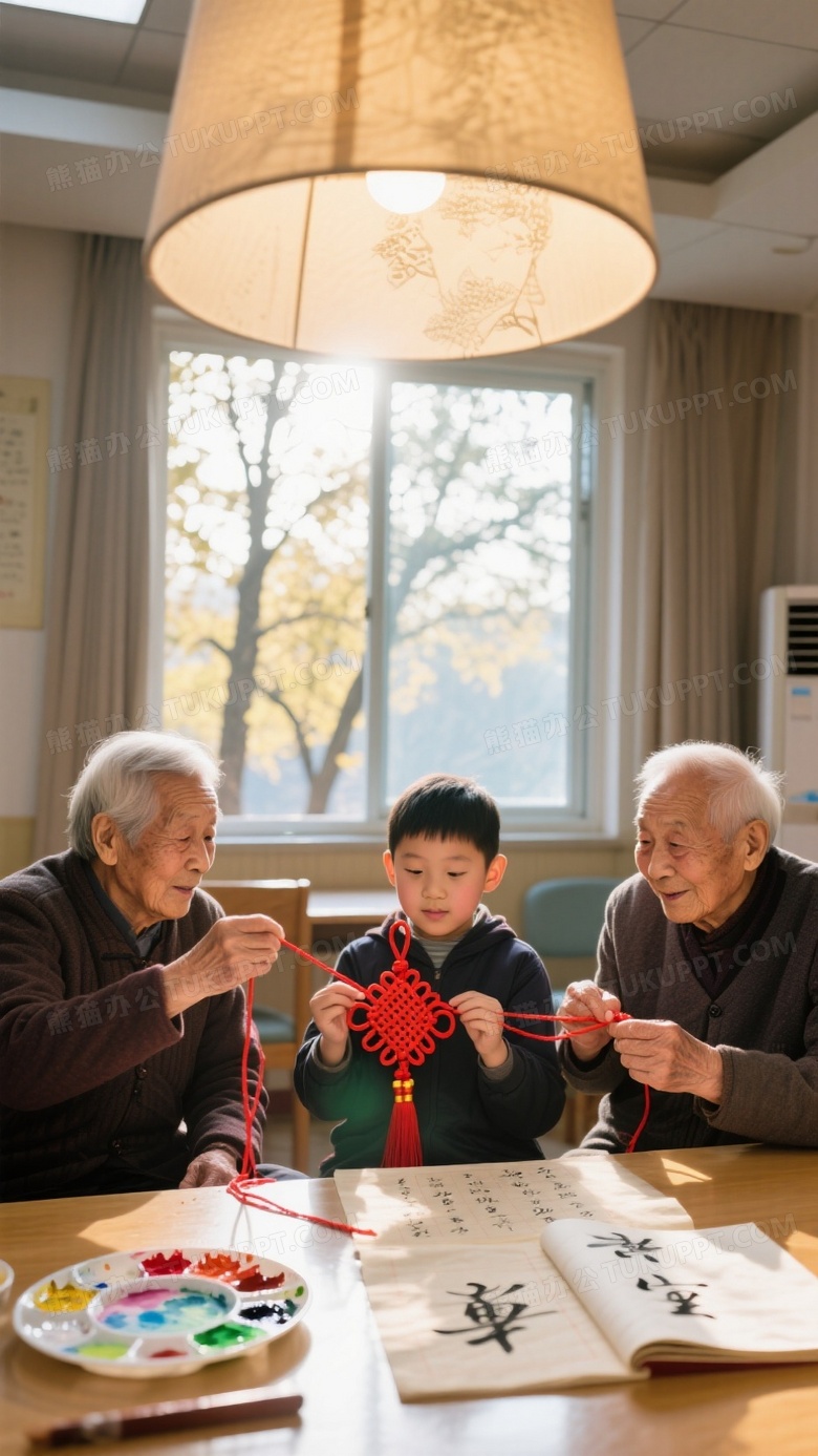 敬老院活动室逆光人像