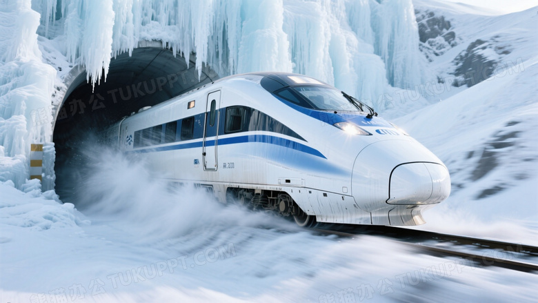 雪山隧道口冲出的动车组破风瞬间