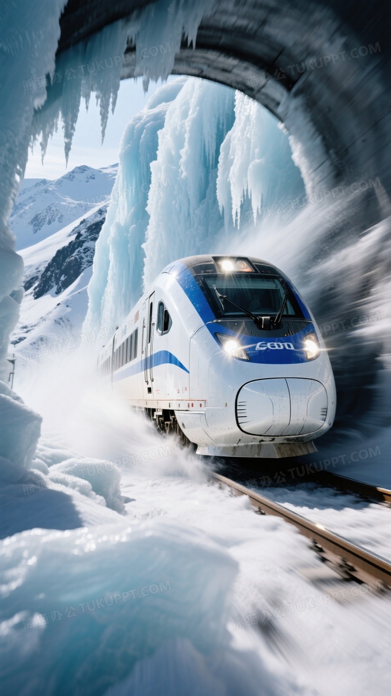 雪山隧道口冲出的动车组破风瞬间