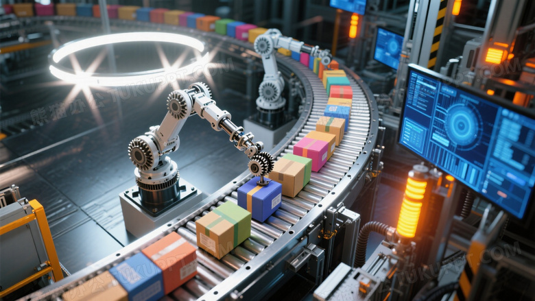 俯视流水线高速运转摄影