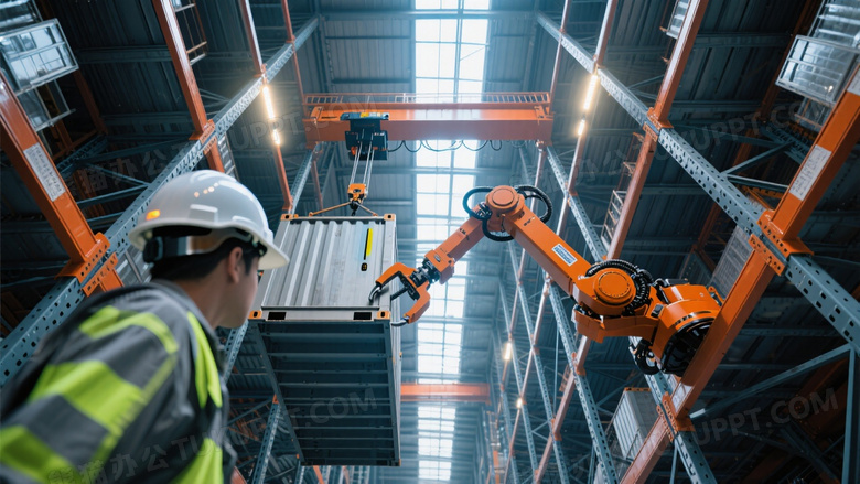 仰视视角拍摄立体仓储系统