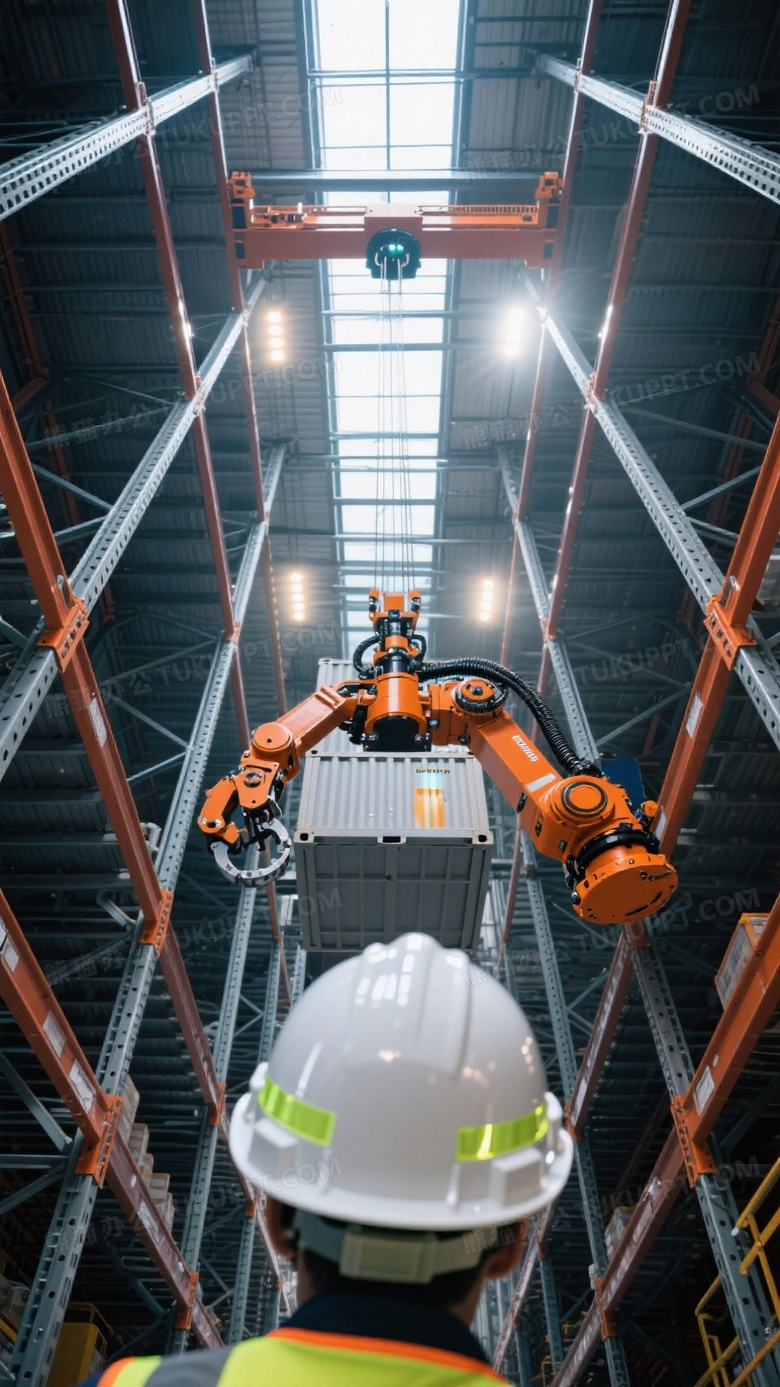 仰视视角拍摄立体仓储系统