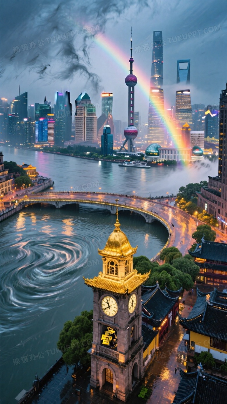 台风过境后航拍城市夜景