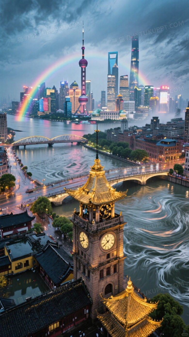 台风过境后航拍城市夜景