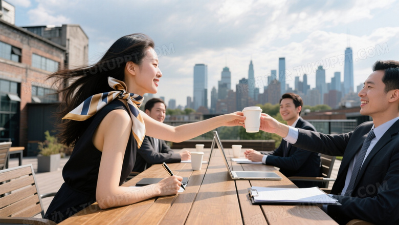 创意园区露台商务会议抓拍