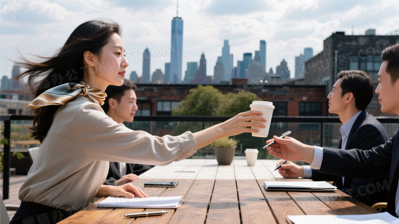 创意园区露台商务会议抓拍