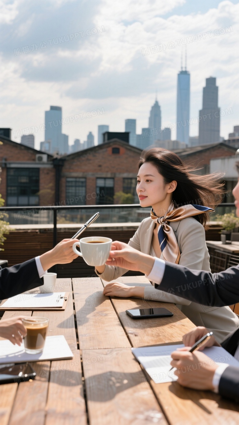 创意园区露台商务会议抓拍