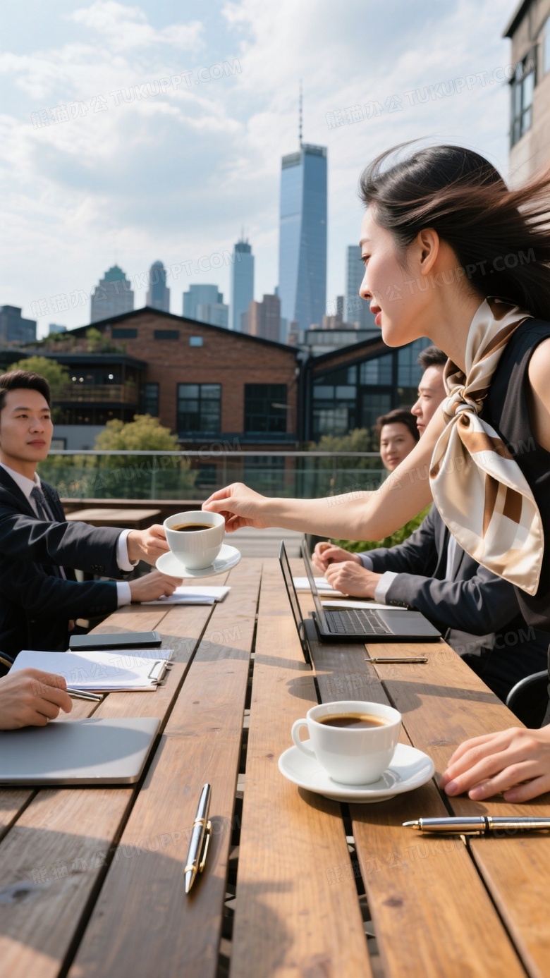 创意园区露台商务会议抓拍