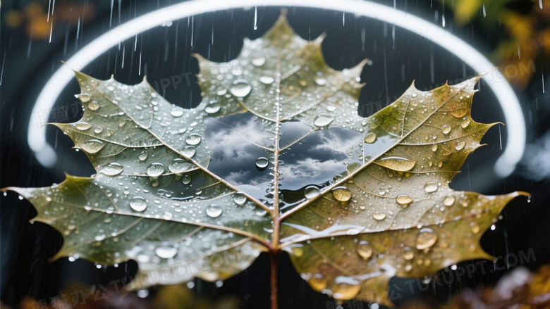 雨后梧桐叶面显微摄影