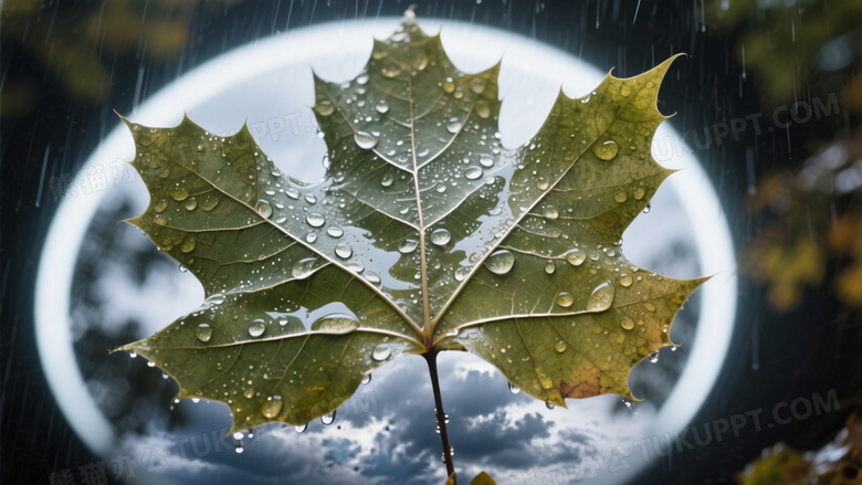 雨后梧桐叶面显微摄影