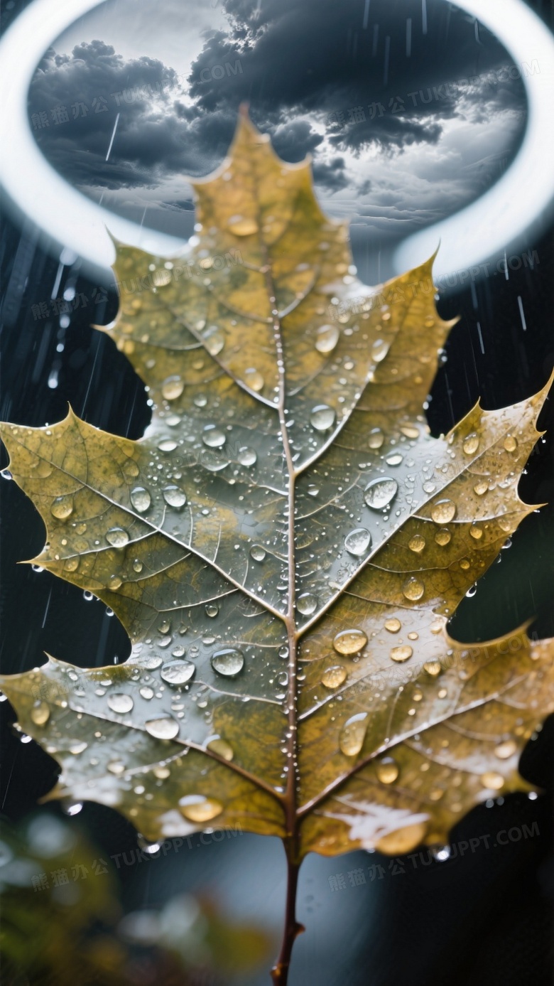 雨后梧桐叶面显微摄影