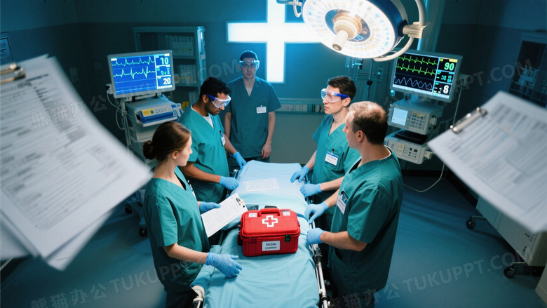 俯视构图急诊团队快照