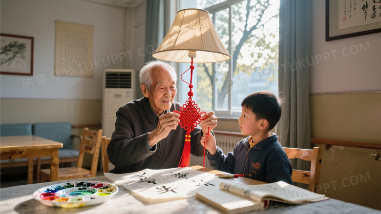 敬老院活动室逆光人像