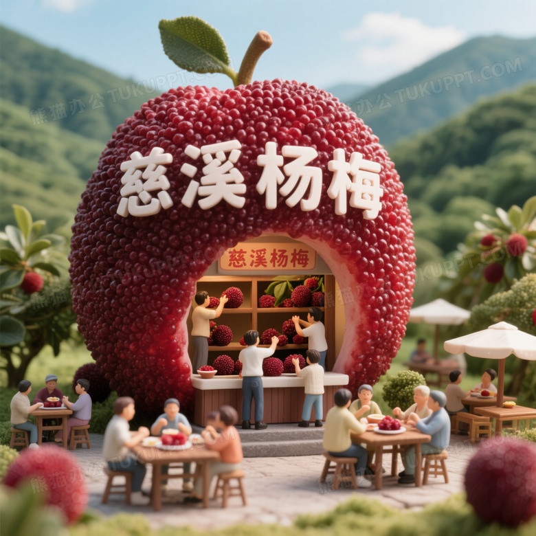 一个巨大的杨梅做成的店铺