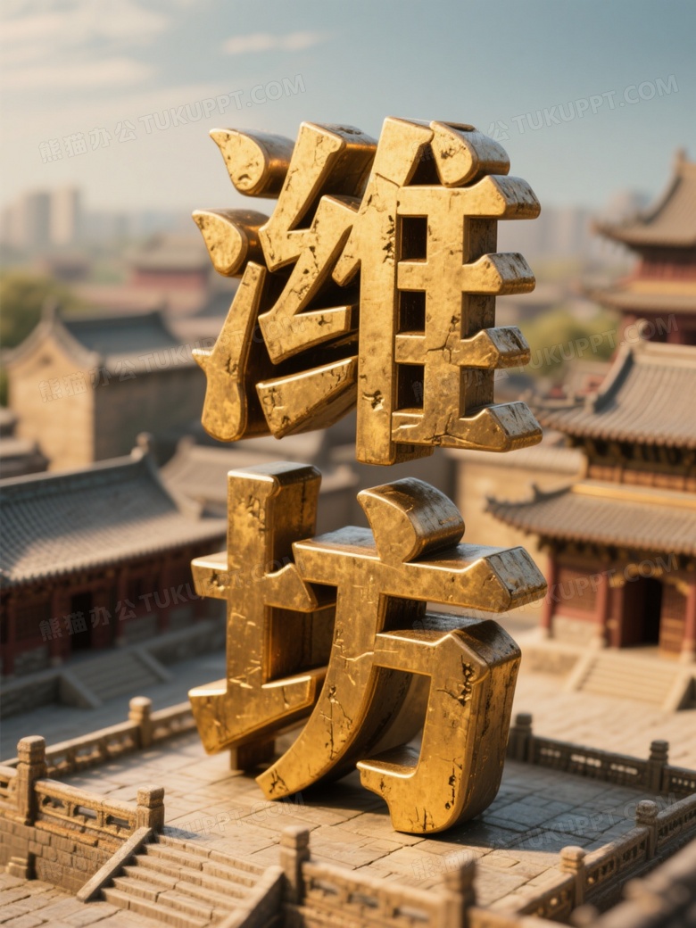 潍坊竖版上下站立侧视3D青铜立体艺术字