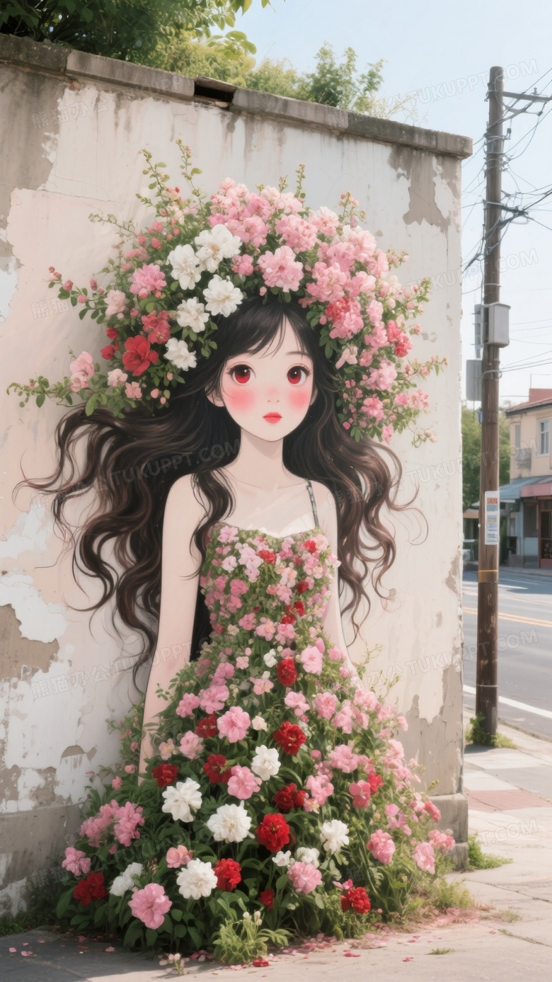 正面实拍摄影照一幅街边户外壁画