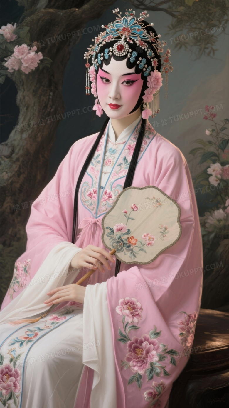 写意画风格身穿绣工精美的京剧花旦