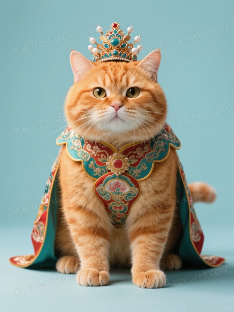 高清逼真全景照巨大橘猫正面站立