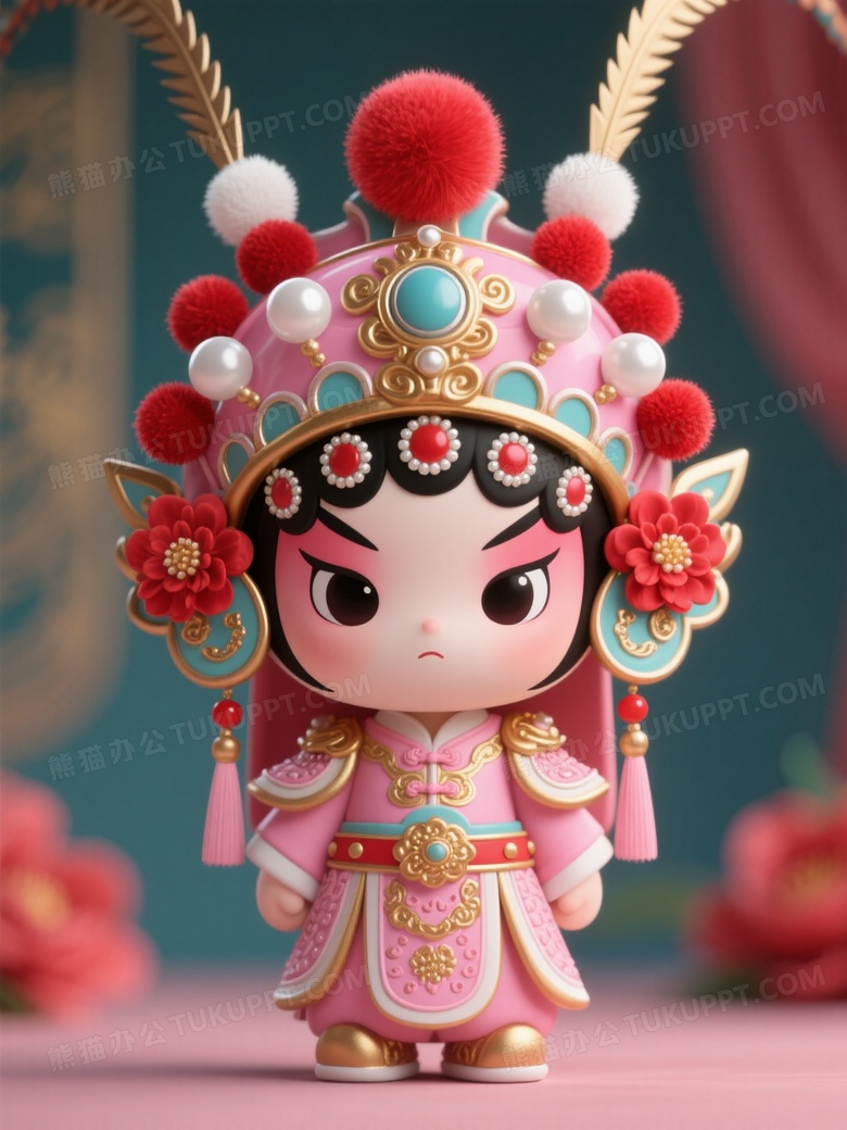 京剧一个威风凛凛的戏曲娃娃