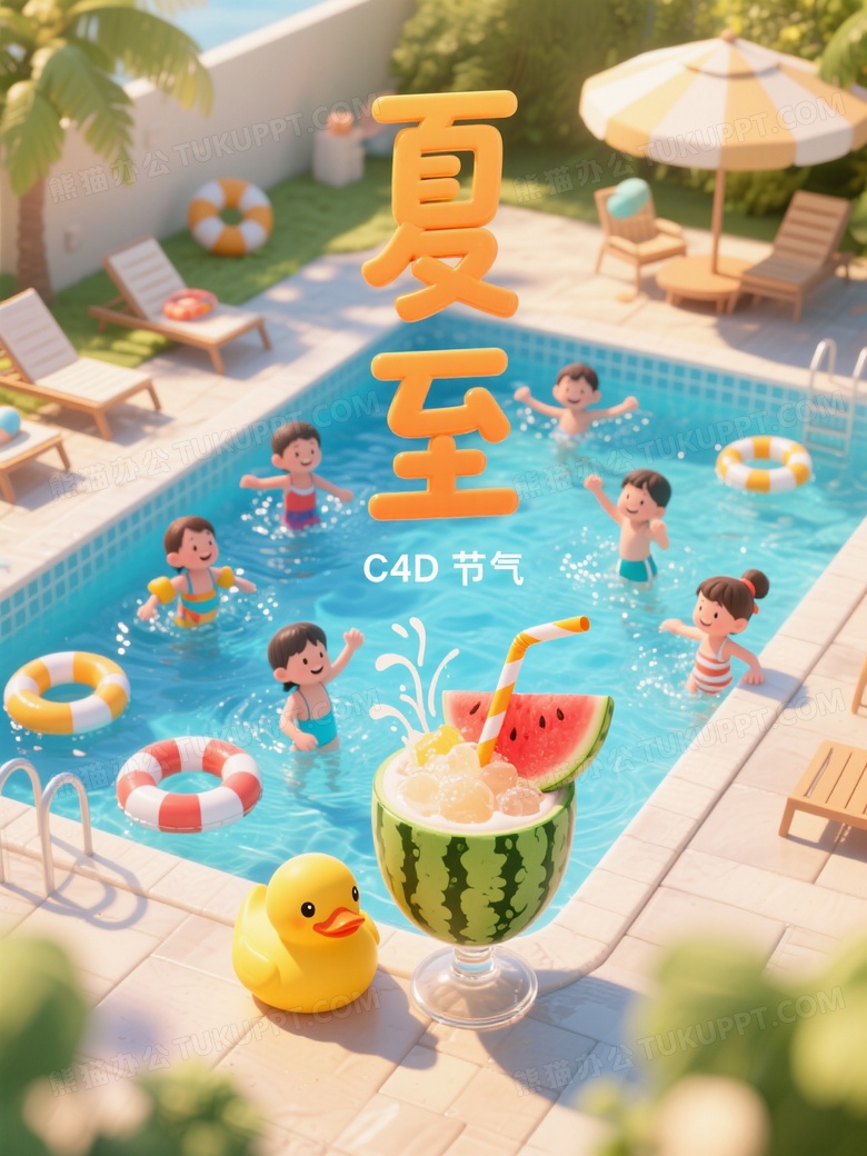夏至节气海报泳池派对