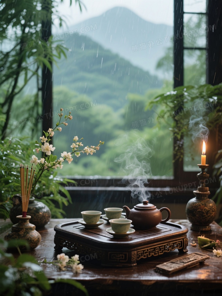 高清质感大师级摄影一个古代的茶盘