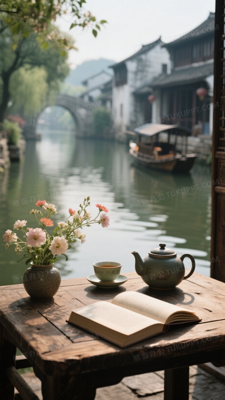 图片生成信息江南水乡背景