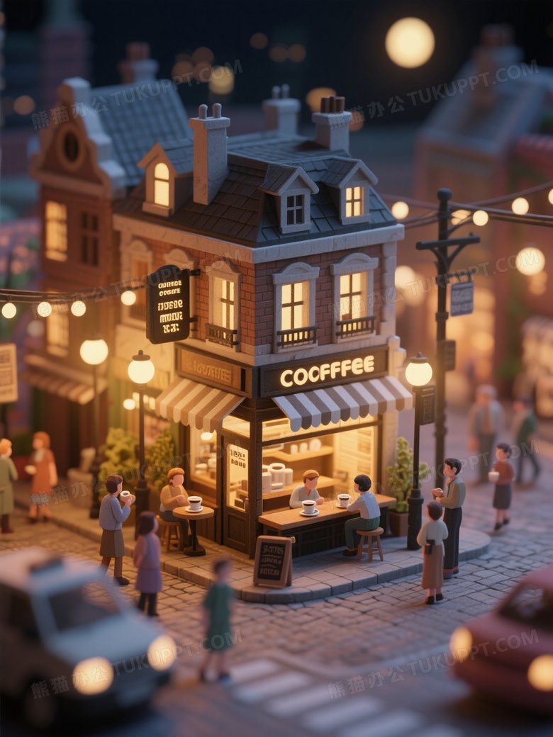 3D微型景观咖啡店的提示