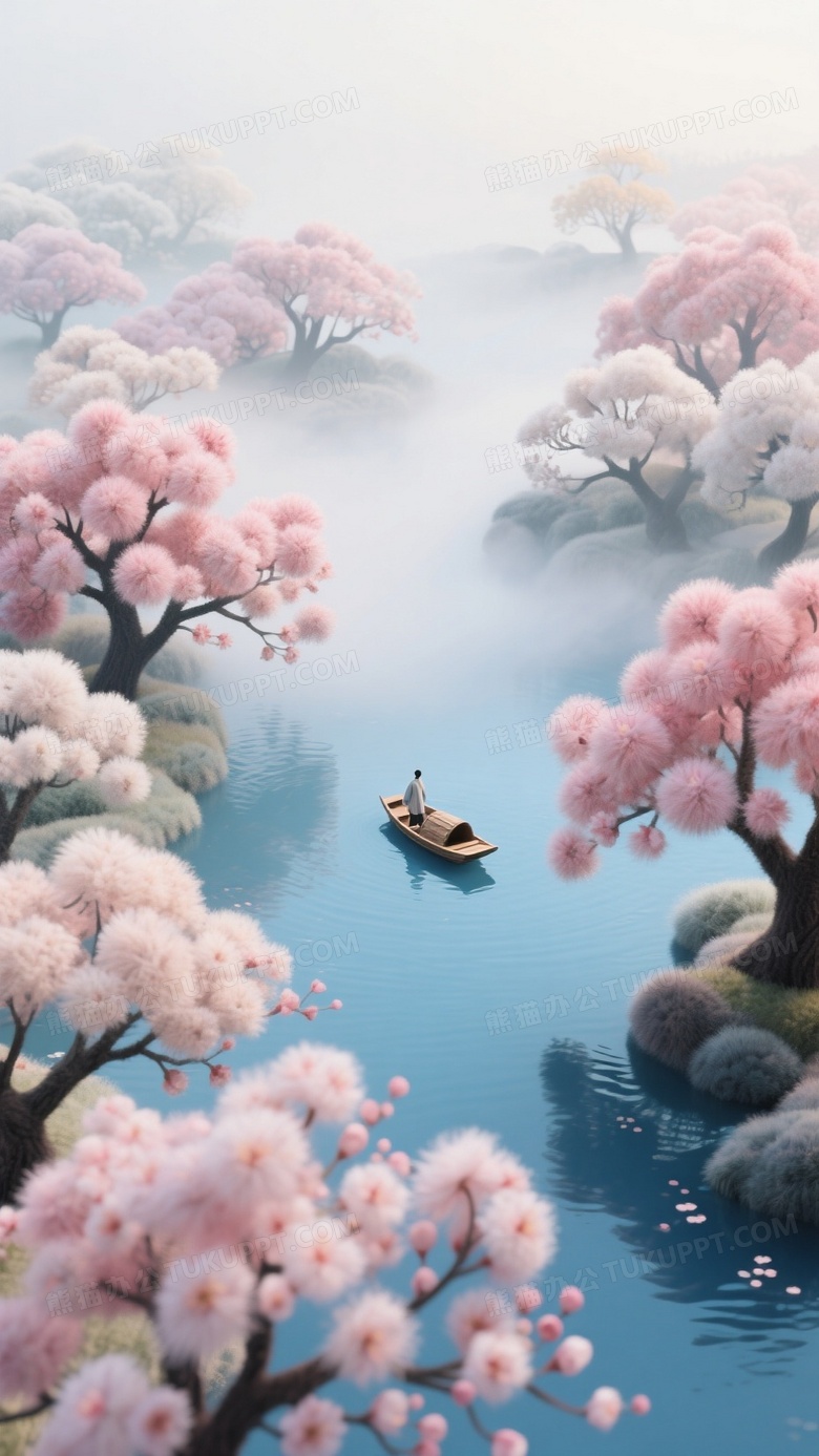 点彩水墨画古风毛毡风格