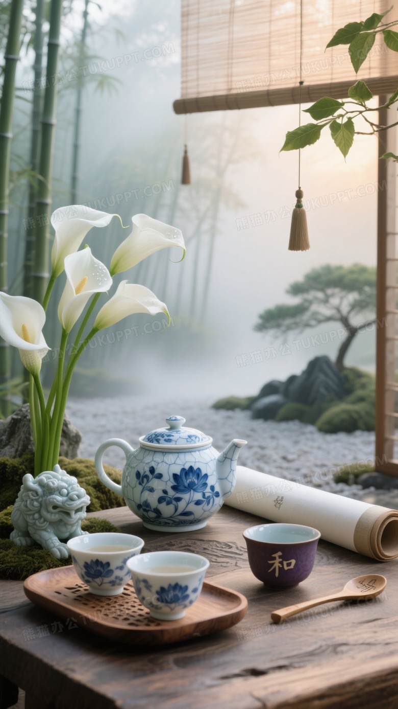 主体物件手绘青花瓷茶壶