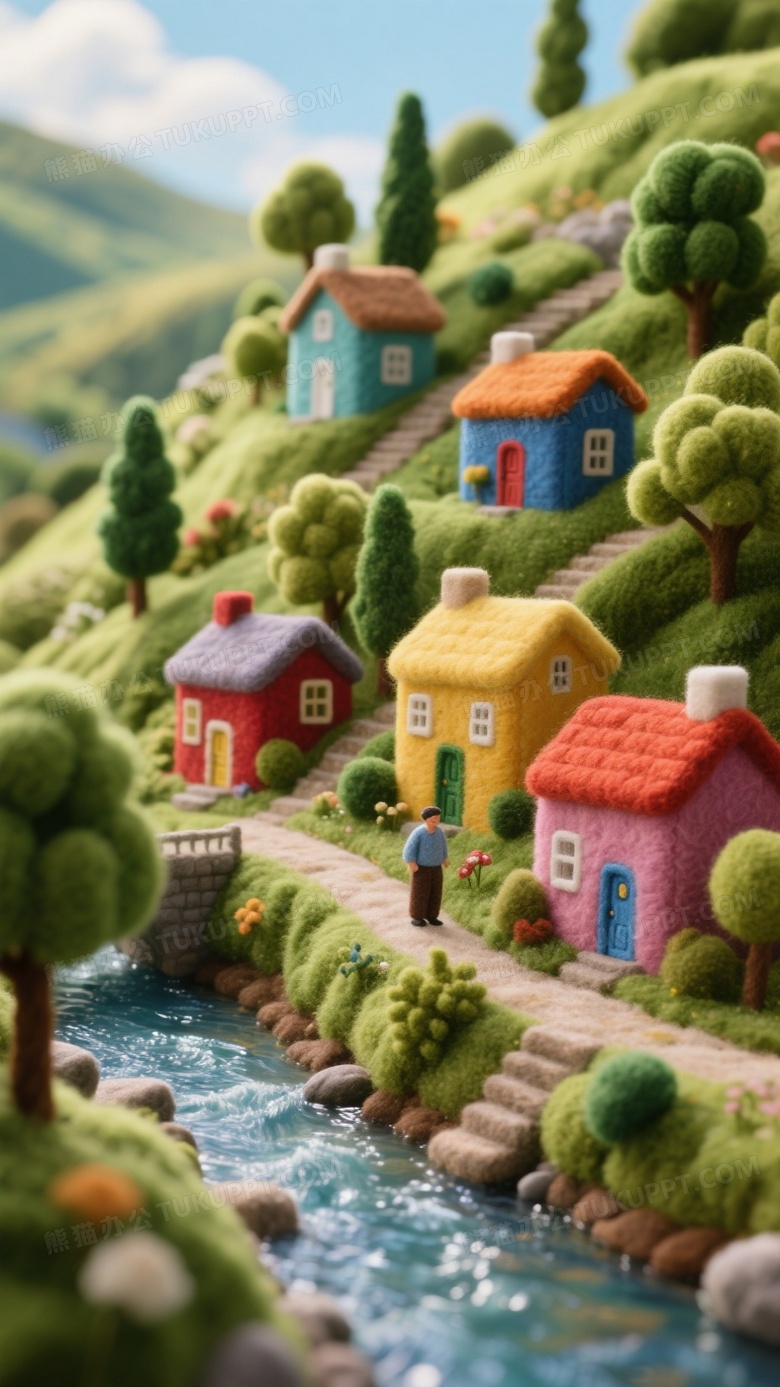 一个由羊毛毡制成的村庄