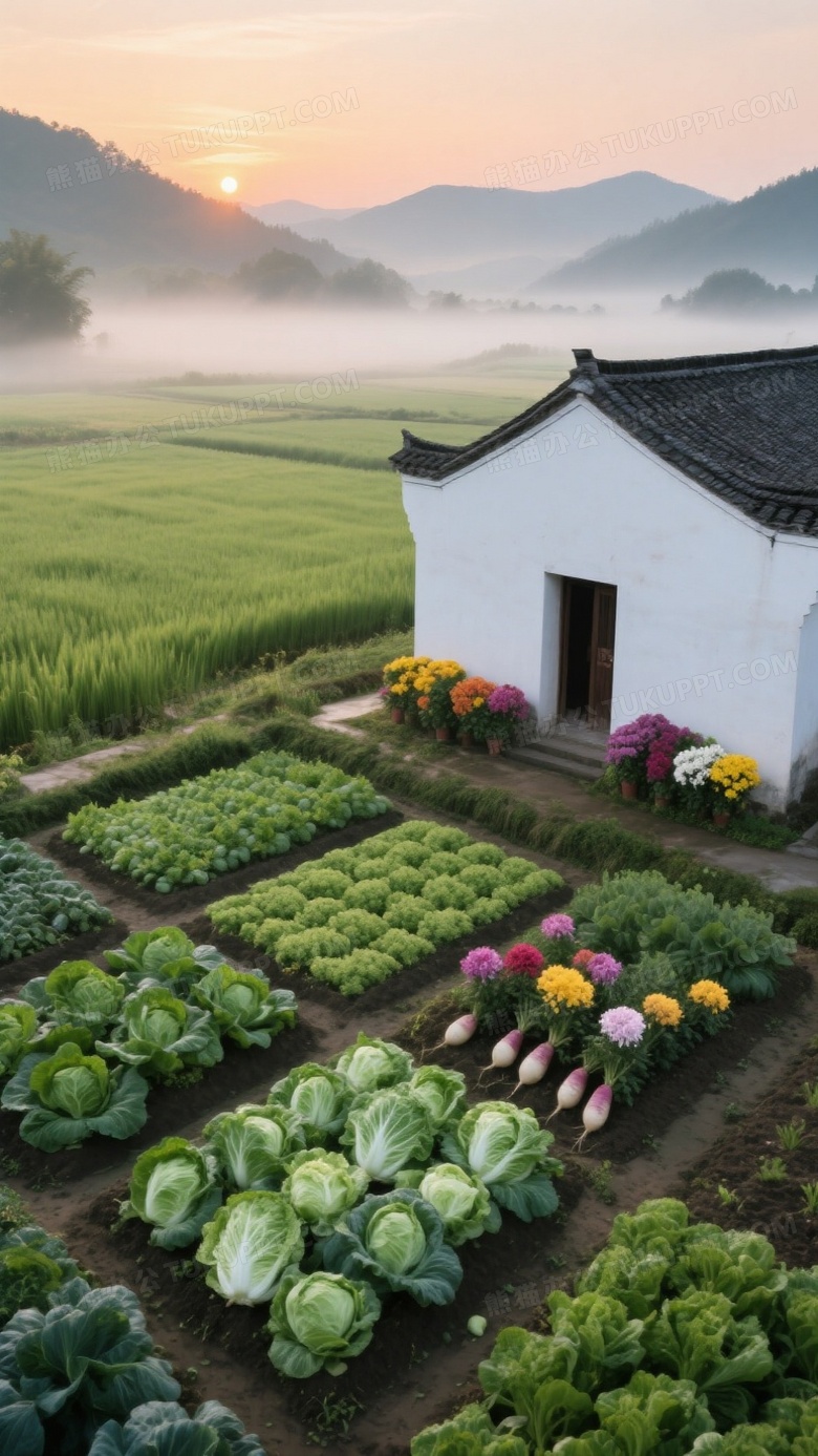 近景几块方格型蔬菜地