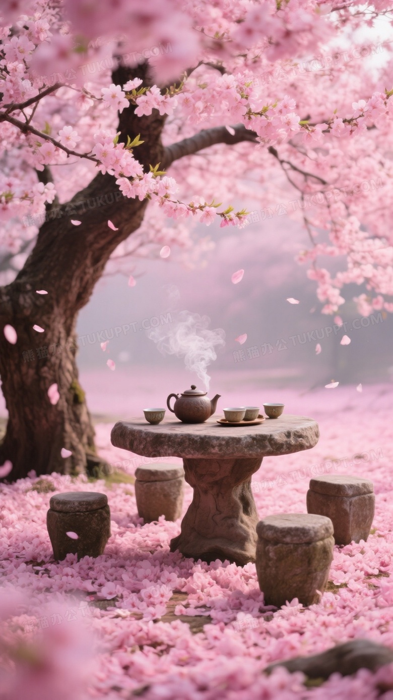 在一棵历经岁月洗礼的古老桃树下