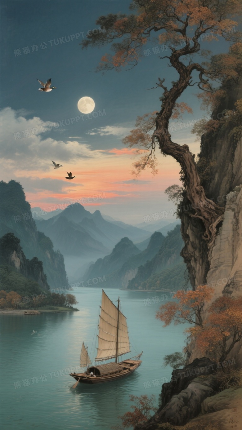 枯倒倚落残霞孤鹜齐飞