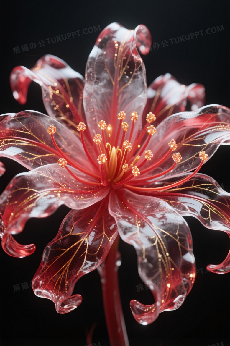 冰做成的彼岸花冰花深红色